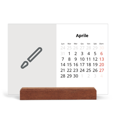 Calendario con supporto in legno orizzontale  — Disegna il tuo prodotto [Aprile]