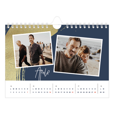 Calendario fotografico A5 — Sfondi spazzolati d'oro [Aprile]
