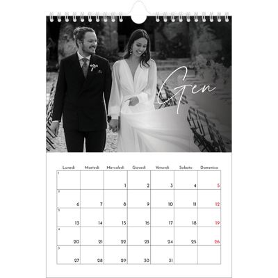 Calendario personalizzato A4 — Scrittura elegante [Gennaio]