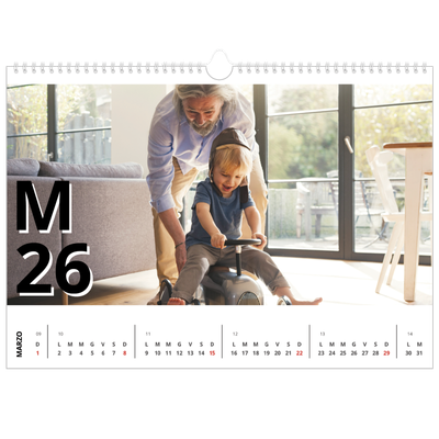 Calendario A3 orizzontale  — Stile lettera [Marzo]