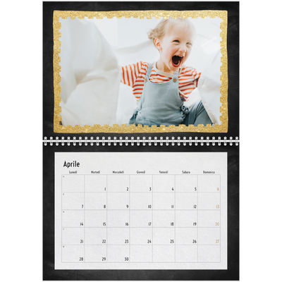 Calendario A4 Doppio — Cornici dorate [Aprile]