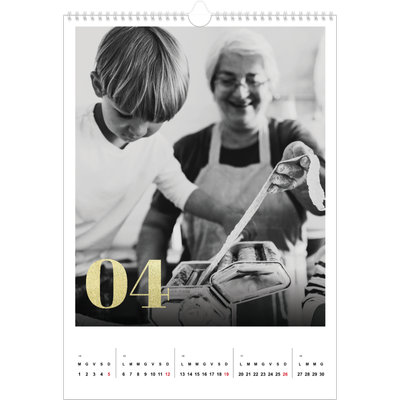 Calendario A3 verticale — Grandi numeri luccicanti [Aprile]