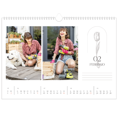 Calendario A3 orizzontale  — Batanico semplice [Febbraio]