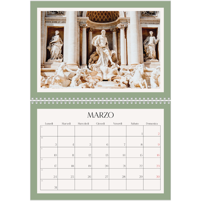 Calendario A4 Doppio — Colori classici [Marzo]