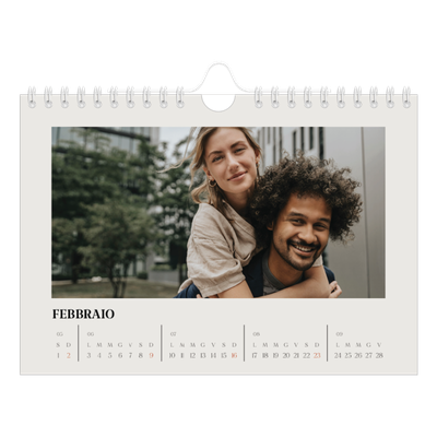 Calendario fotografico A5 — Avorio semplice [Febbraio]