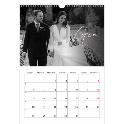 Calendario A3 verticale — Scrittura elegante [Gennaio]