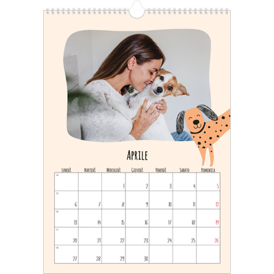 Calendario A3 verticale — Zampette di cane e scarabocchi [Aprile]