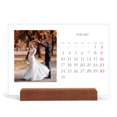 Calendario con supporto in legno orizzontale  — Classico cobalto [copertina]