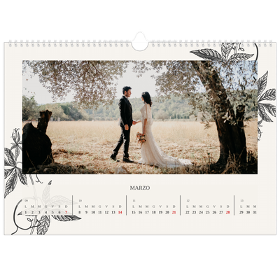 Calendario A3 orizzontale  — Inchiostro e edera [Marzo]