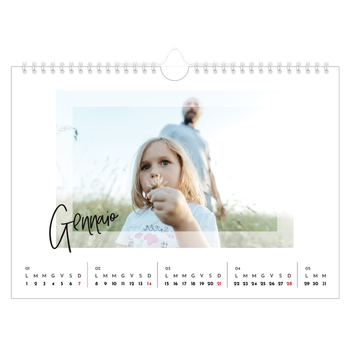Calendario Fotografico A4 Orizzontale — Cornice trasparente