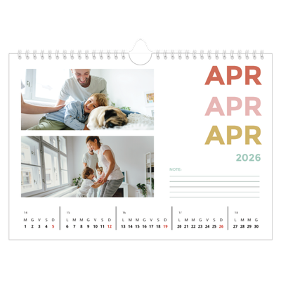 Calendario fotografico A4 — Tipo colorato [Aprile]