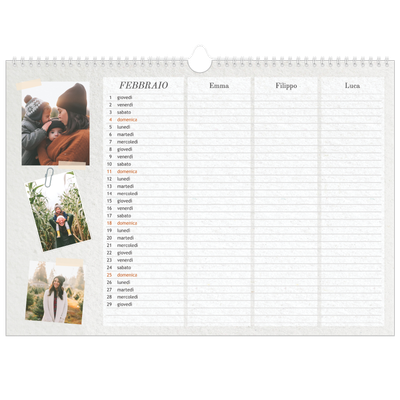 Calendario fotografico A3 — Calendario naturale artigianale - Famiglia di 3 [Febbraio]