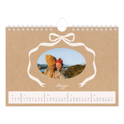 Calendario fotografico A5 — Kraft e fiocco [copertina]