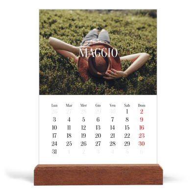 Calendario con supporto in legno verticale  — Fuga infinita [copertina]