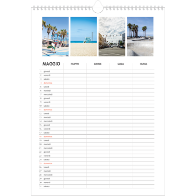 Calendario famiglia A3 verticale — Calendario semplice - Famiglia di 4 [copertina]
