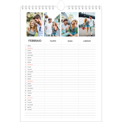 Calendario famiglia A4 verticale — Calendario semplice - Famiglia di 3 [Febbraio]