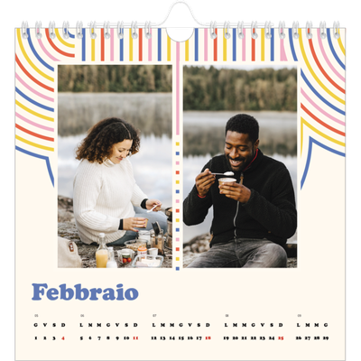 Calendari quadrati — Strisce retro [Febbraio]