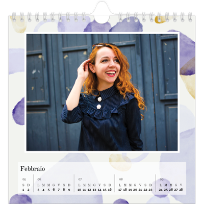 Calendari quadrati — Punti ad acquerello [Febbraio]