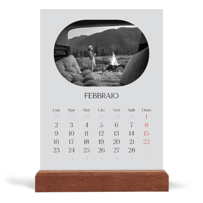 Calendario con supporto in legno verticale  — La strada aperta [Febbraio]