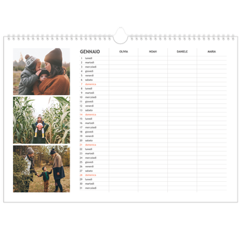 Calendario Fotografico A3 Orizzontale — Calendario semplice - Famiglia di 4