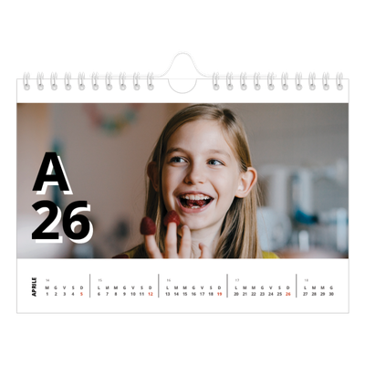 Calendario fotografico A5 — Stile lettera [Aprile]