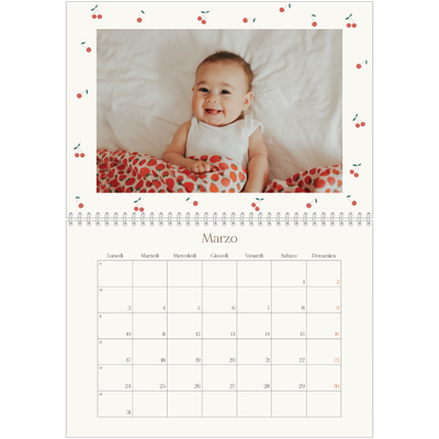 Calendario A4 Doppio — Ciliegie [Marzo]