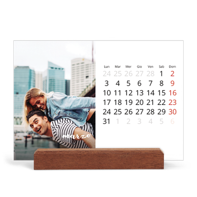 Calendario con supporto in legno orizzontale  — Scrittura semplice [Marzo]