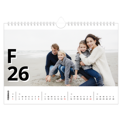 Calendario fotografico A4 — Stile lettera [Febbraio]