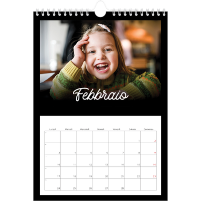 Calendario personalizzato A4 — Minimale nero [Febbraio]