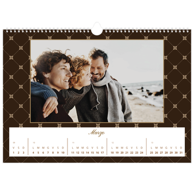 Calendario A3 orizzontale  — Monocromatico vintage [Marzo]