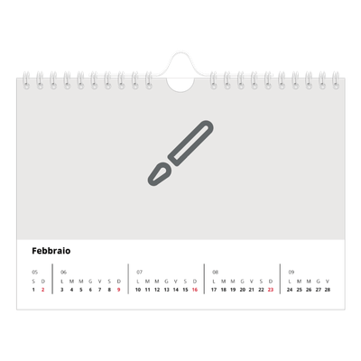 Calendario fotografico A5 — Disegna il tuo prodotto [Febbraio]