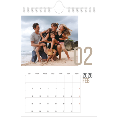 Calendario fotografico A5 — Mesi numerati [Febbraio]