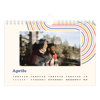 Calendario fotografico A5 — Strisce retro [Aprile]