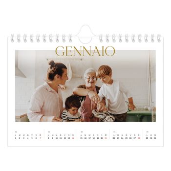 Calendario Fotografico A5 Orizzontale — Testo in grande d'oro