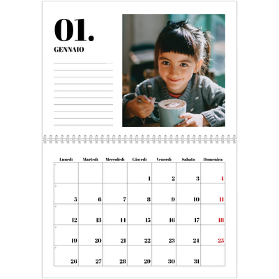 Calendario A4 Doppio — Serif e momenti [Gennaio]