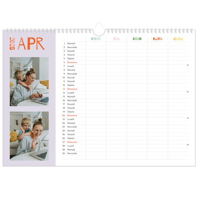 Calendario fotografico A3 — Calendario divertente e colorato - Famiglia di 5 [Aprile]