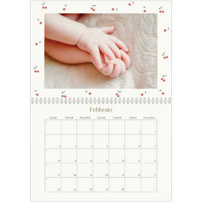 Calendario A4 Doppio — Ciliegie [Febbraio]