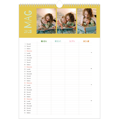 Calendario famiglia A3 verticale — Calendario divertente e colorato - Famiglia di 4 [copertina]