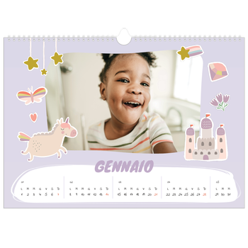 Calendario Fotografico A3 Orizzontale — Unicorno arcobaleno