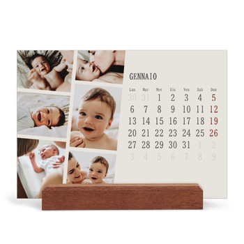 Calendario con supporto in legno orizzontale — Ricordi in movimento