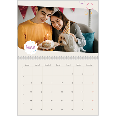 Calendario A4 Doppio — Compleanno iconico [Marzo]