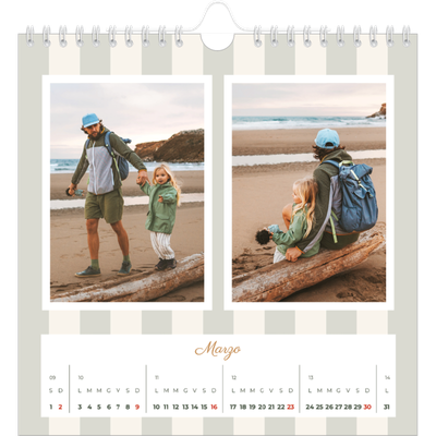 Calendari quadrati — Scrittura e strisce [Marzo]