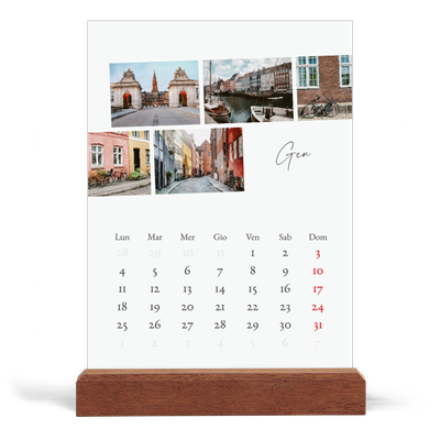 Calendario con supporto in legno verticale  — Soggiorno in città [Gennaio]