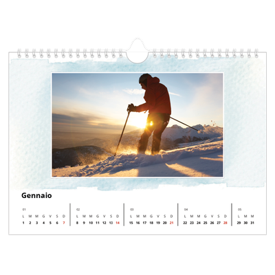 Calendario fotografico A4 — Sfondi ad acquerello [Gennaio]