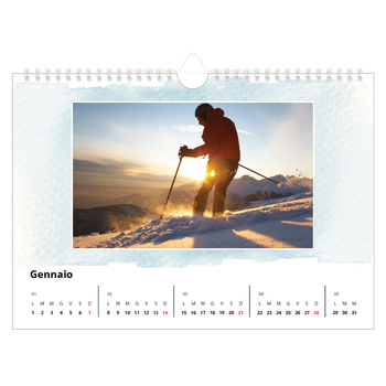 Calendario Fotografico A4 Orizzontale — Sfondi ad acquerello