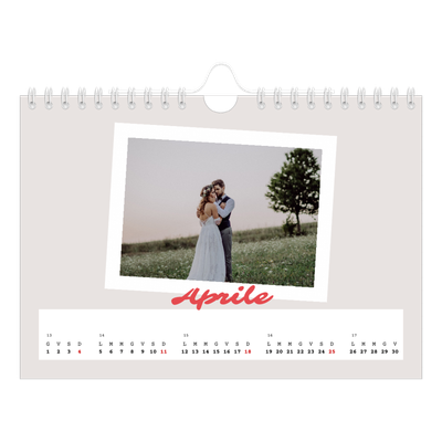 Calendario fotografico A5 — Firmato in cremisi [Aprile]