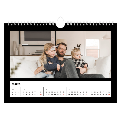 Calendario fotografico A4 — Margine nero [Marzo]
