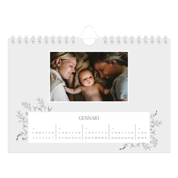 Calendario Fotografico A5 Orizzontale — Fiori disegnati a mano