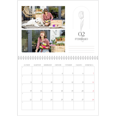 Calendario A4 Doppio — Batanico semplice [Febbraio]