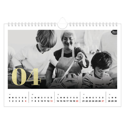 Calendario fotografico A4 — Grandi numeri luccicanti [Aprile]
